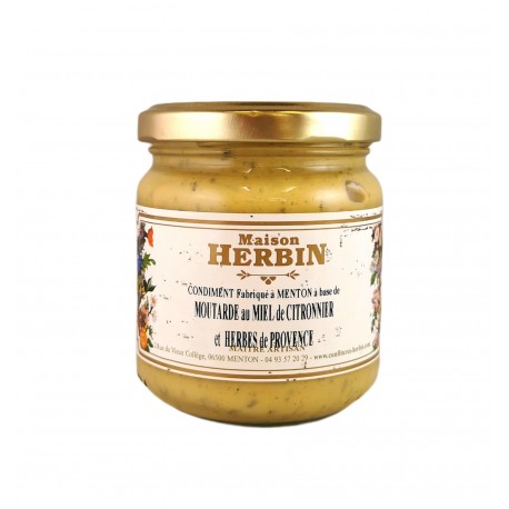 Moutarde au miel de citronnier et aux herbes de Provence - Maison Herbin